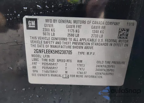 2017 Chevrolet Equinox Ls from USA, damaged, VIN 2GNFLEEK5H6238705